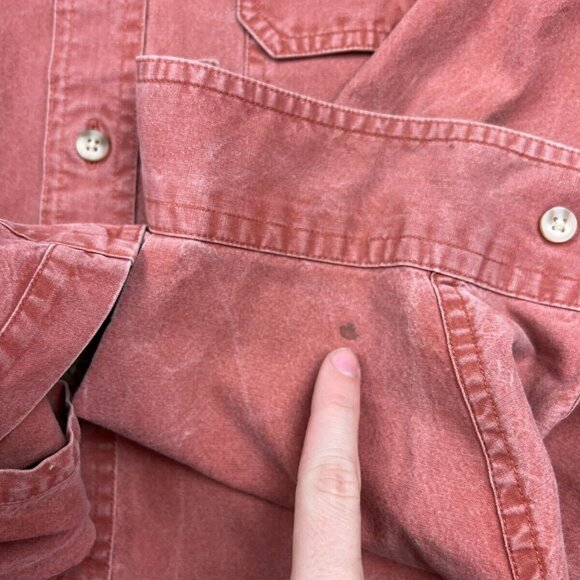 L.L. Bean Men's Size Medium REG 0FCW7 Cotton Button Front Shirt Acid Wash Orange - Picture 8 of 9